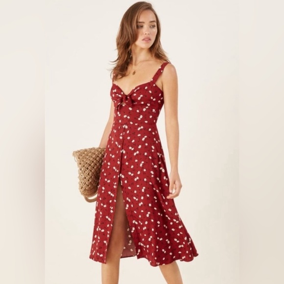 Reformation Dresses & Skirts - Reformation Frankfort Dress in Red Floral size 0